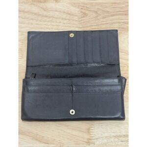 Black Soft Genuine Leather LOUVIER Slim Two-Fold 7"x 3.75" Minimalist Unisex #24